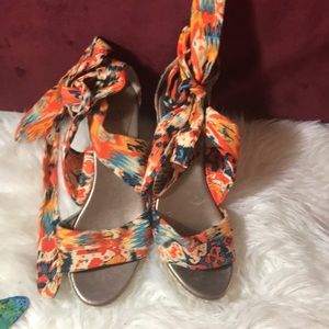 Multi colored wedge sandals size 8.5